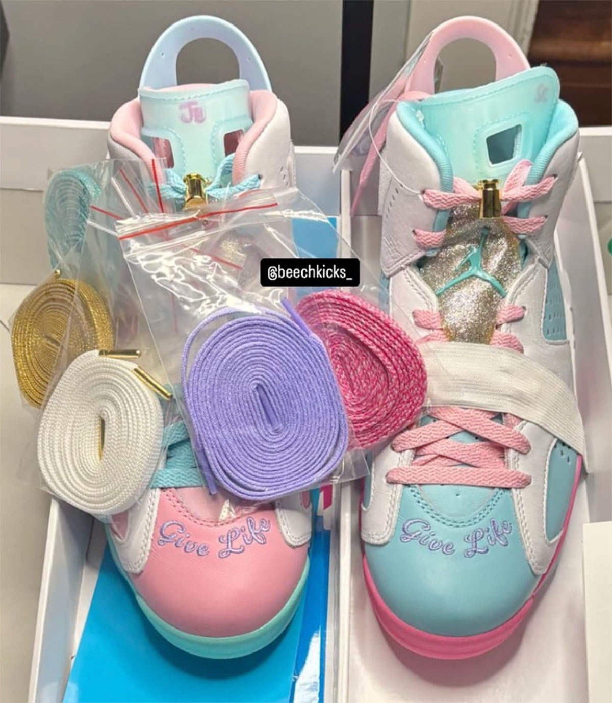 Jordan 6 blue and pink deals