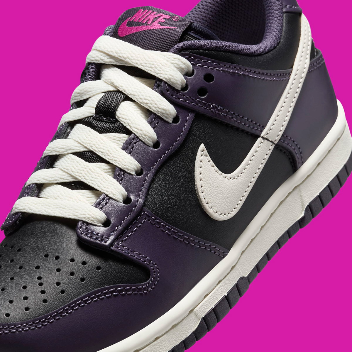 Nike Dunk Low Gs Black Pale Ivory Dark Raisin Sail Fb9109 003 5