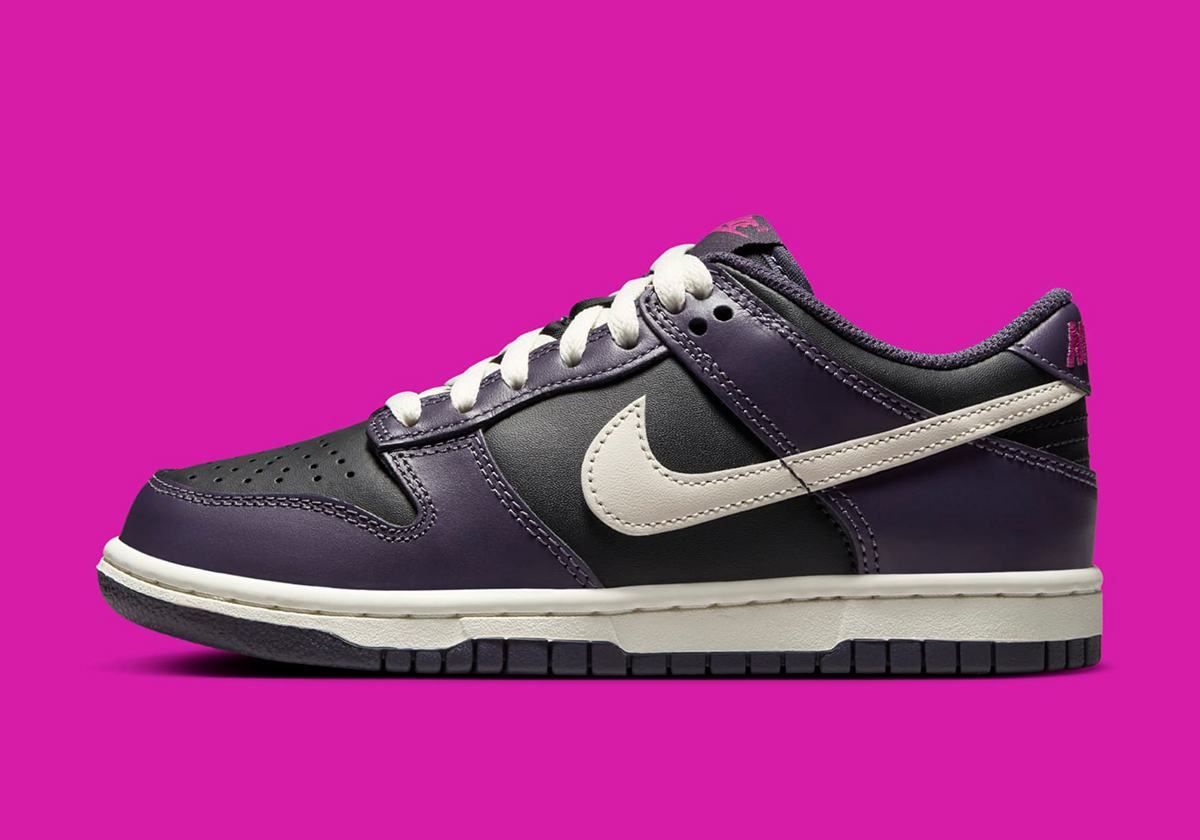 Nike Dunk Low Gs Black Pale Ivory Dark Raisin Sail Fb9109 003 9