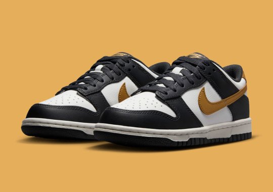 nike dunk low gs black white gold hv2533 100 6