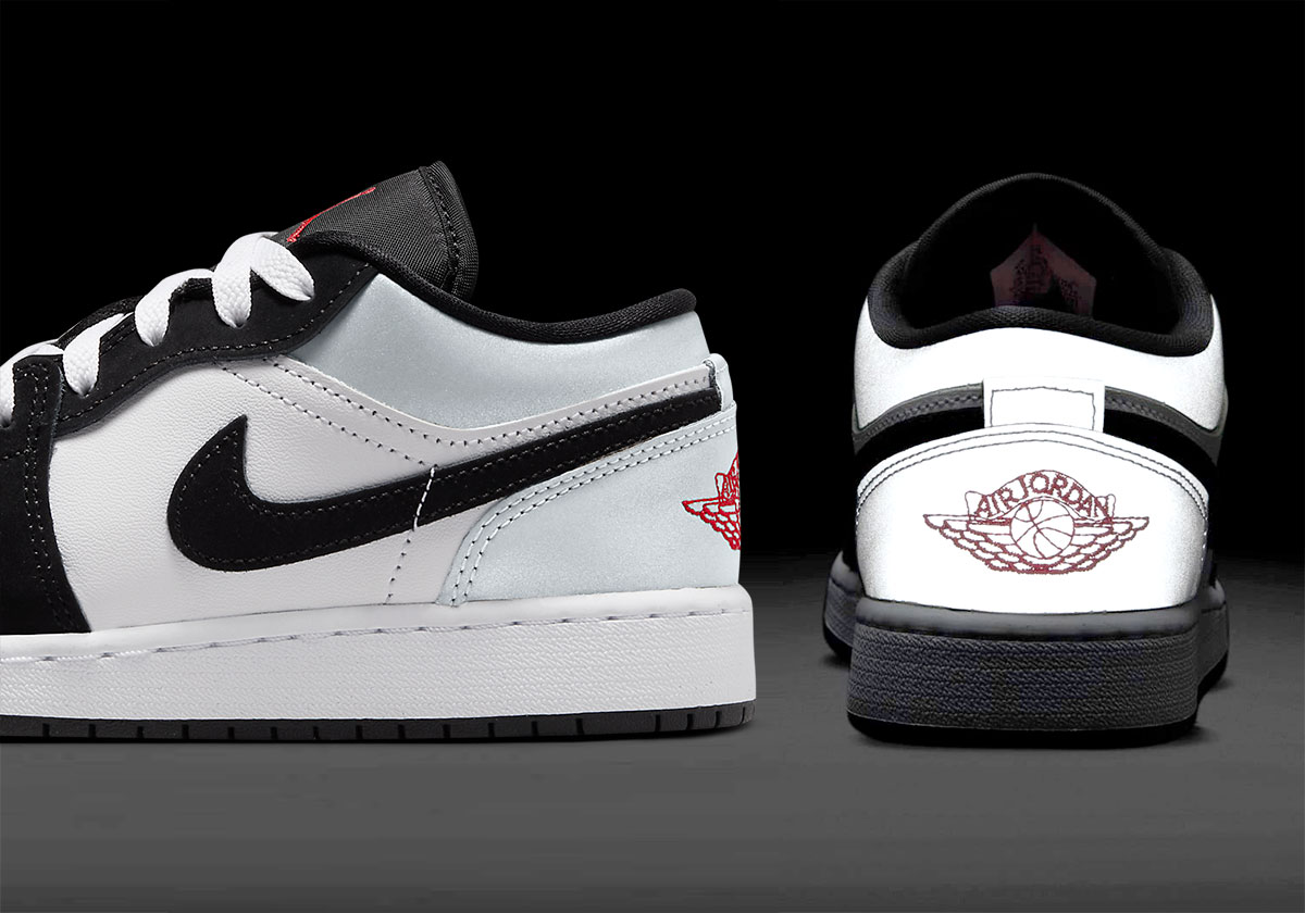 Air jordan 1 low red black white on sale