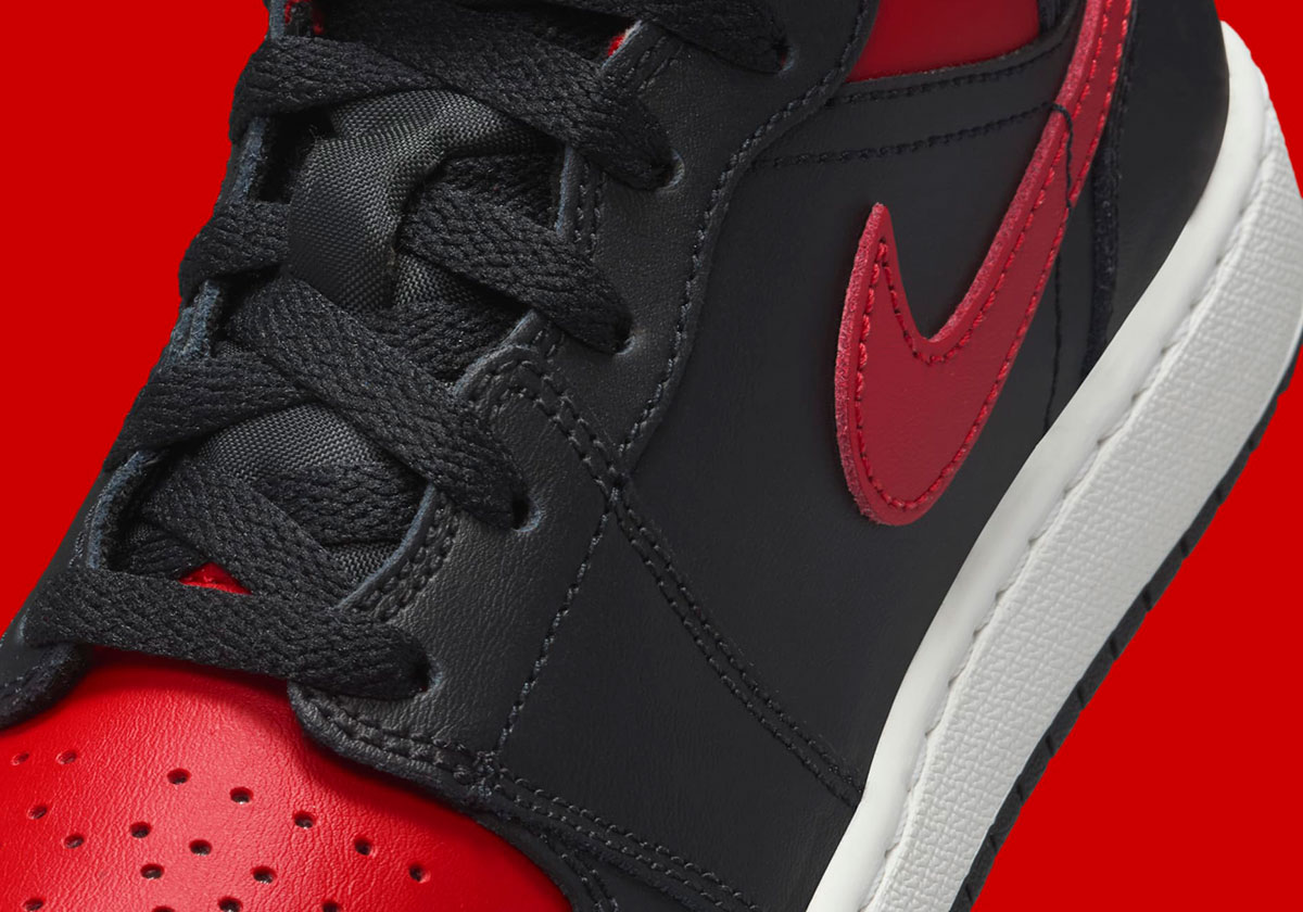 The Air Jordan 1 Mid Adapts A “Bred” Colorway For Kids