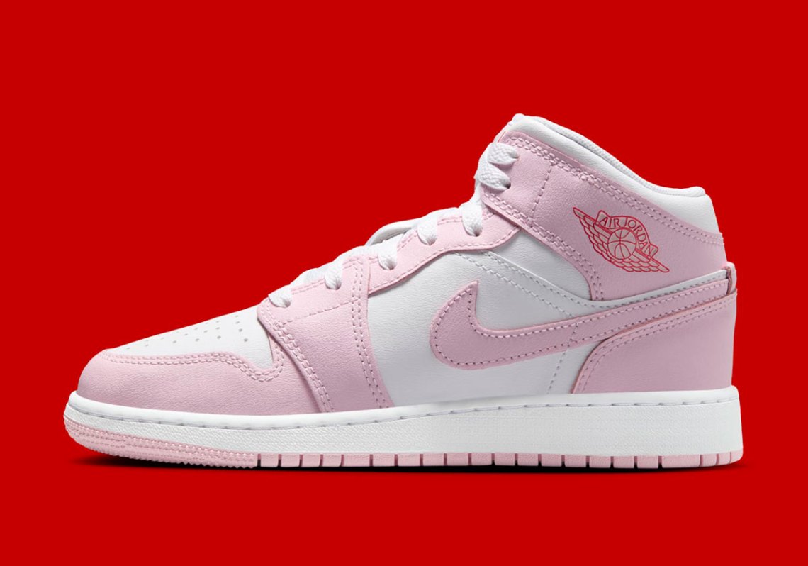 Air Jordan 1 Mid Gs Pink White Red Dq8423 608 1