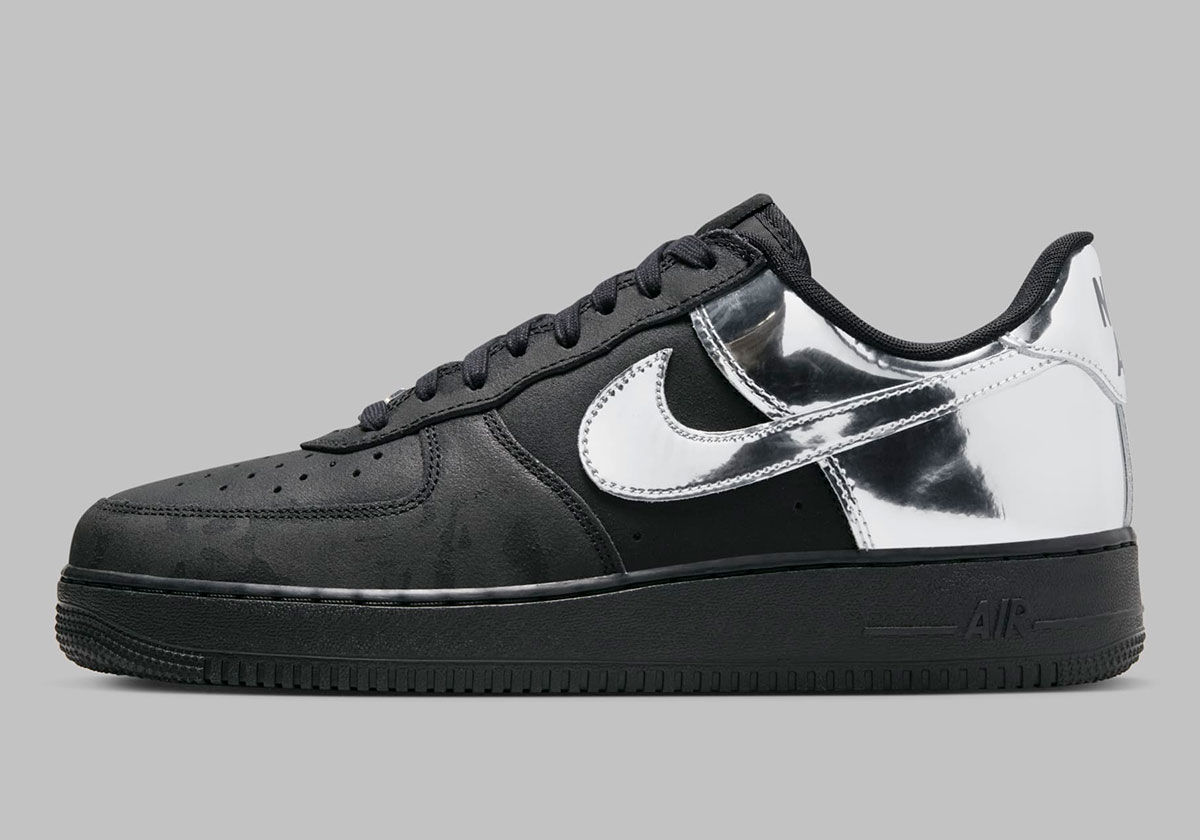 Nike Air Force 1 Low Black Metallic Silver Hf2885 001 9