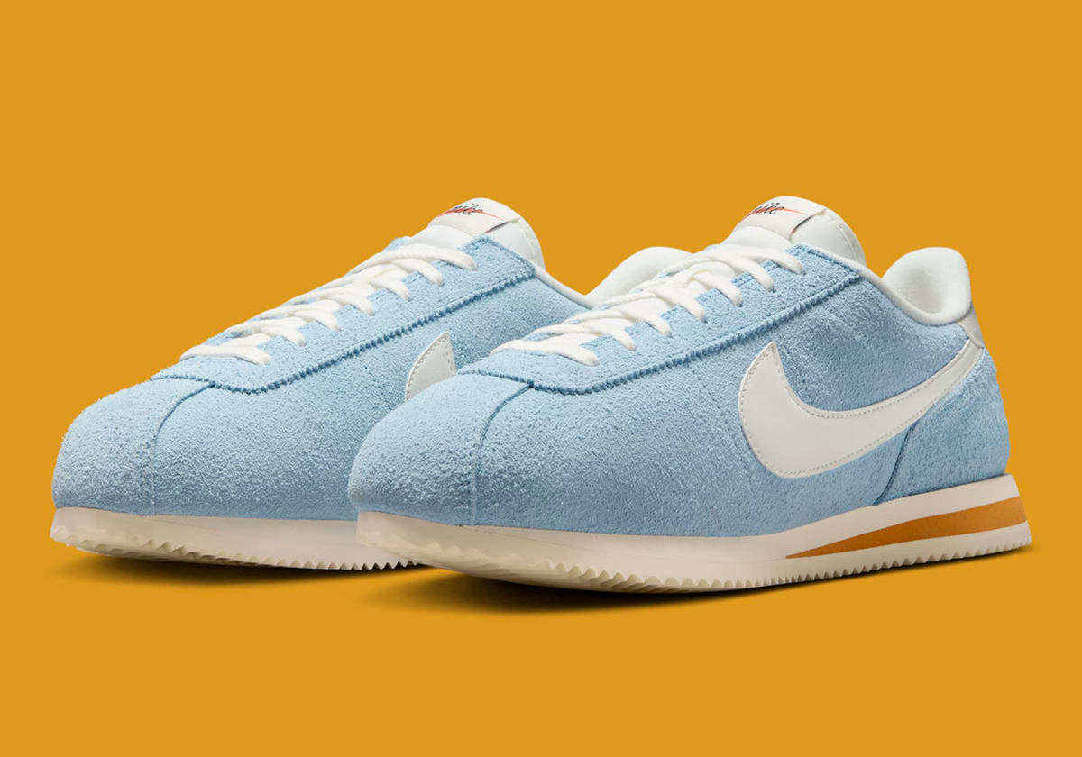 Pillowy "Psychic Blue" Suede Wraps The Nike Cortez