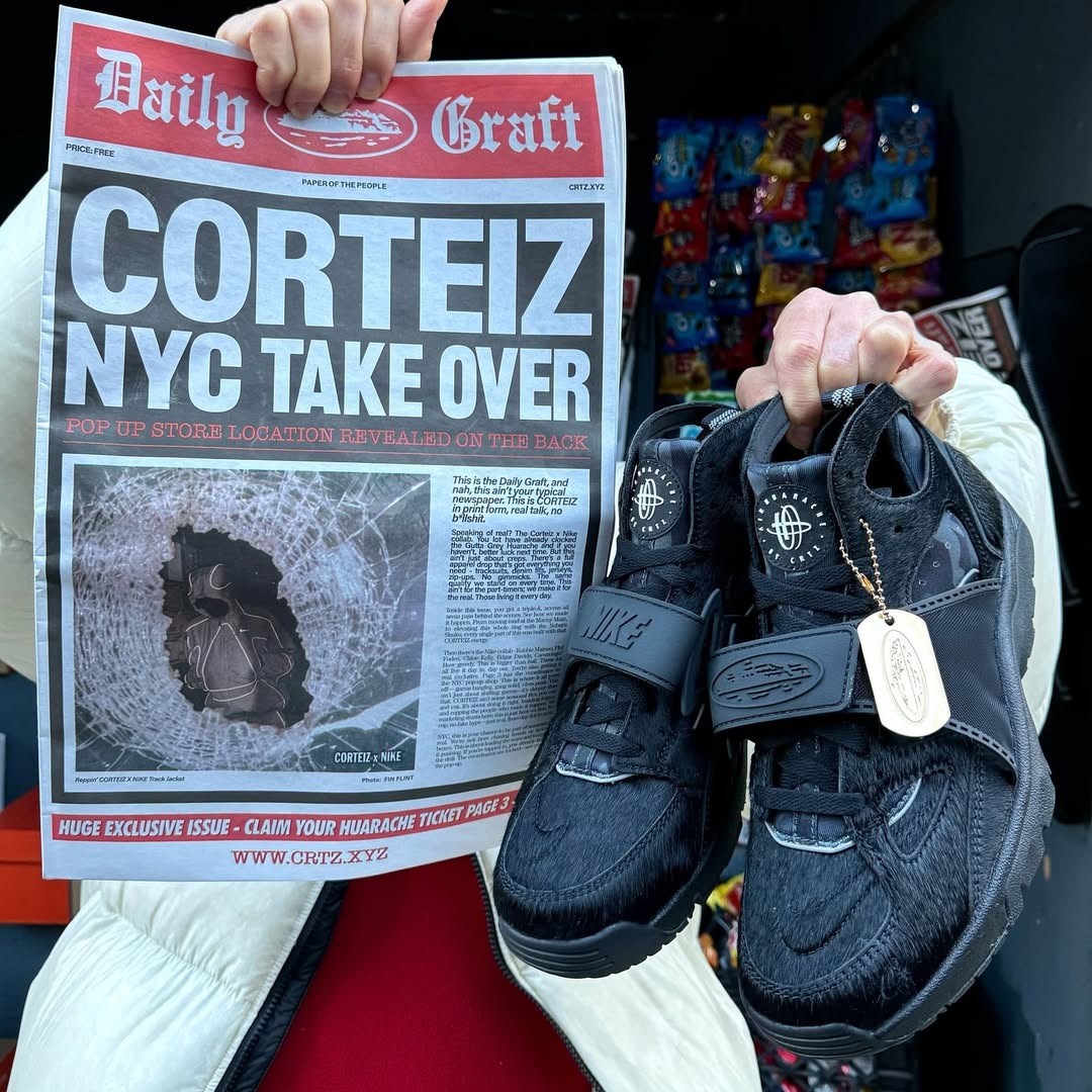 Corteiz Nike Air Trainer Huarache Black Pony FQ8793-003  display picture 1