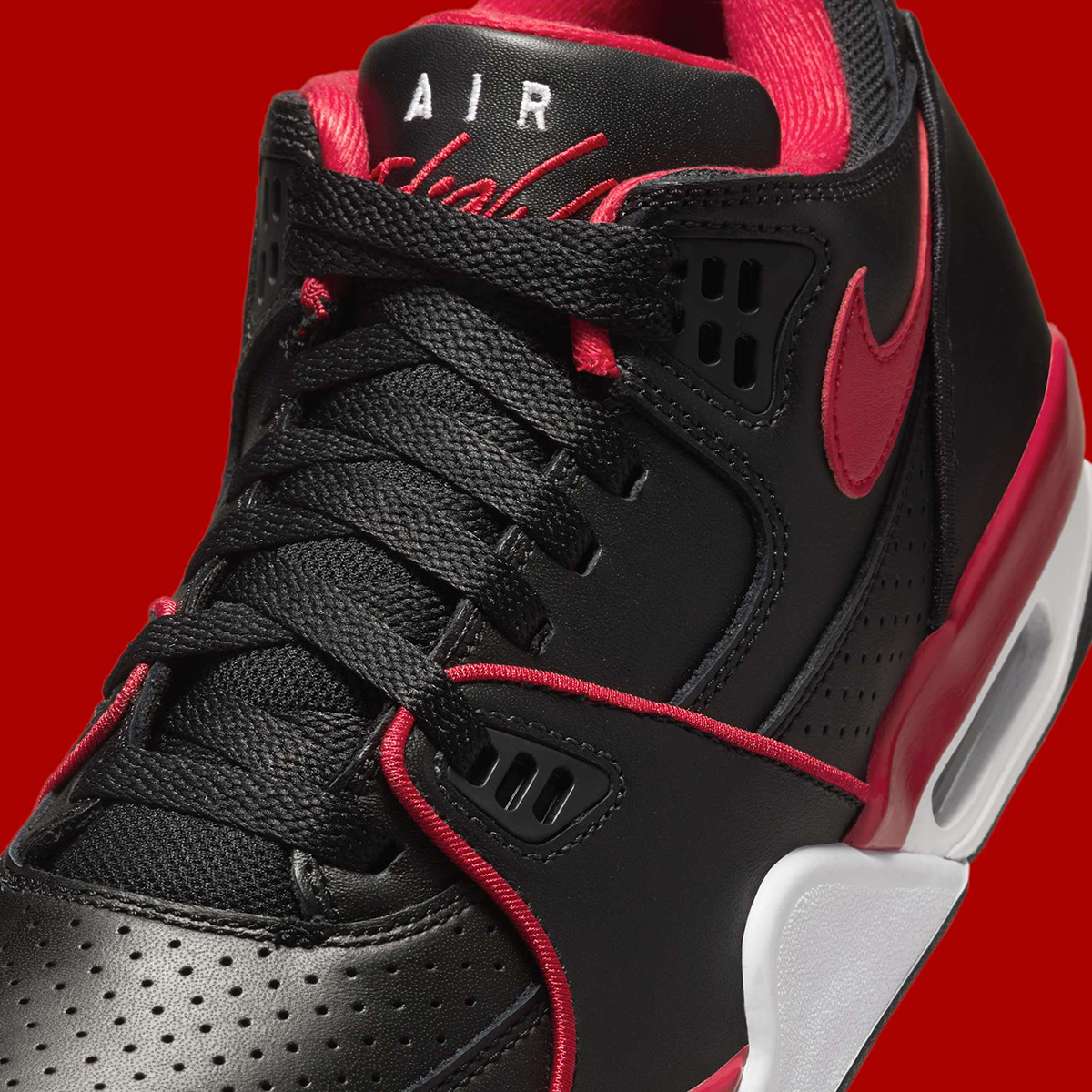 :nike Air Flight 89 Low Black Gym Red White Fz3045 001 2