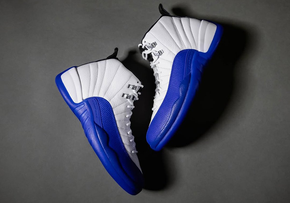 New jordan 12 black and blue on sale