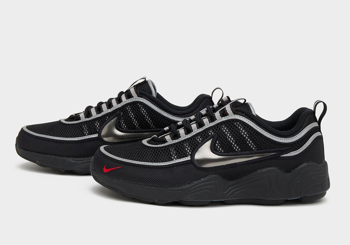 Nike Air Zoom Spiridon Black Metallic Silver Sport Red Hf9117 002 2