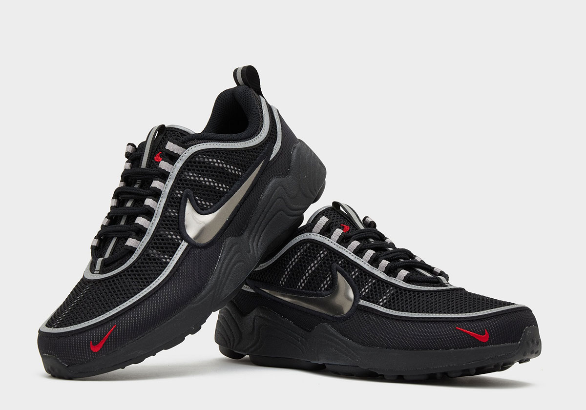 Nike Air Zoom Spiridon Black Metallic Silver Sport Red Hf9117 002 5