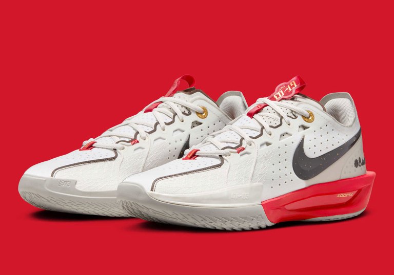 Nike Air Zoom GT Cut 3 White Black University Red DV2913-105 Mens Size 11.5 Nike G.T. Cut 3 Basketball Shoes DV2913-105, Sail/Light  main image 4