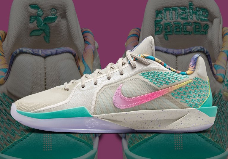 Nike Sabrina 2 Women\'s Sneakers - Cream with Pink & Teal Accents This Nike Sabrina 2 Collab Celebrates Women in Basketball  main image 3