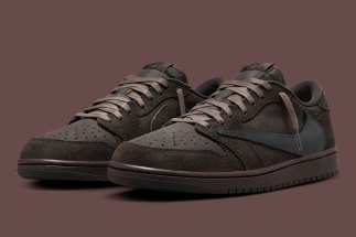 Official Images Of The Travis Scott Jordan 1 Low “Velvet Brown”