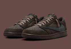 Official Images Of The Travis Scott Jordan 1 Low “Velvet Brown”