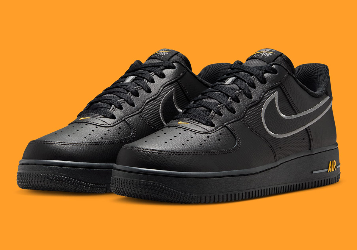 Nike Air Force 1 Low Black Laser Orange Metallic Silver Ib7677 001 7