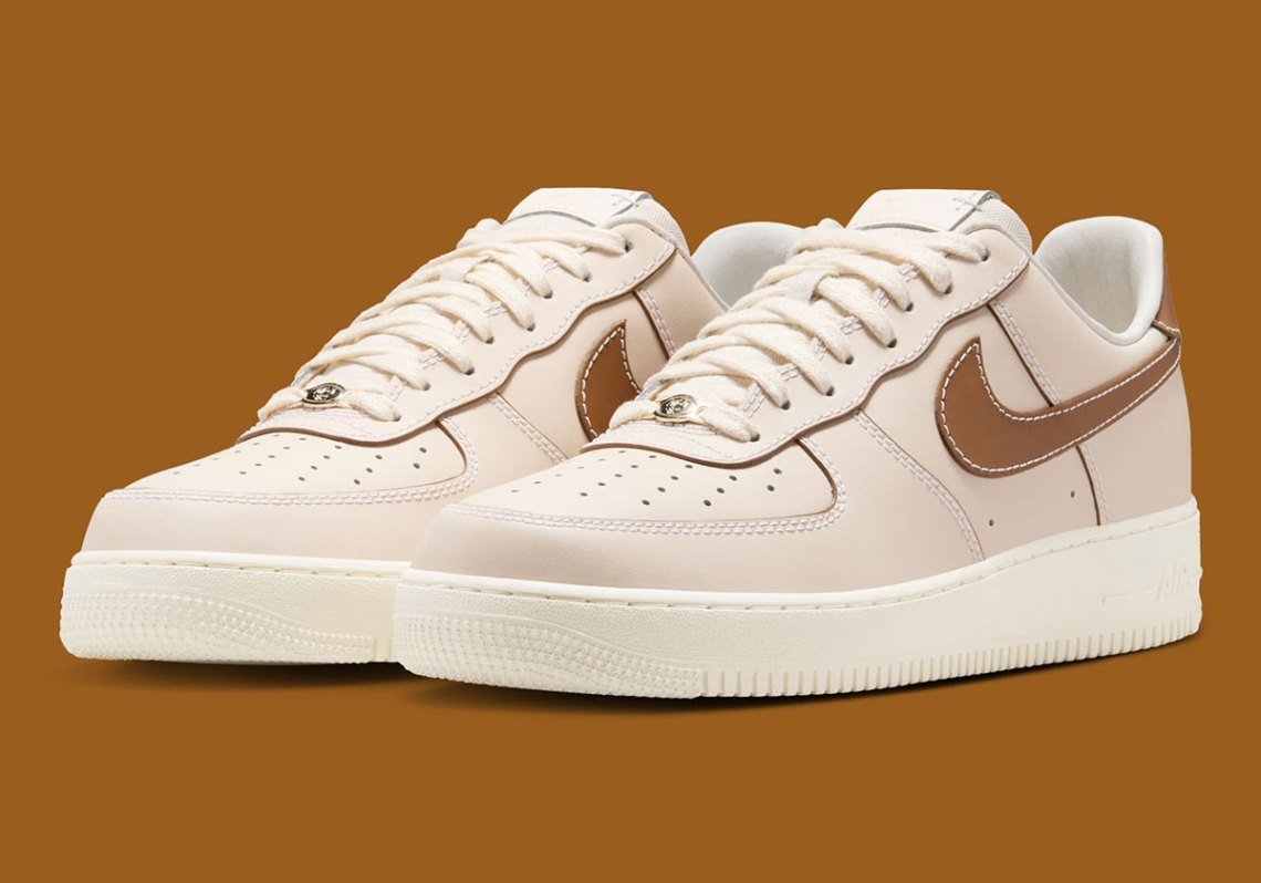 NWOT Nike Air Force 1 \'07 Pearl White Pale Ivory Sail Light British Tan Men\'s 8 Air Force 1 Pearl White Pale Ivory Sail Light British Tan  main image 3
