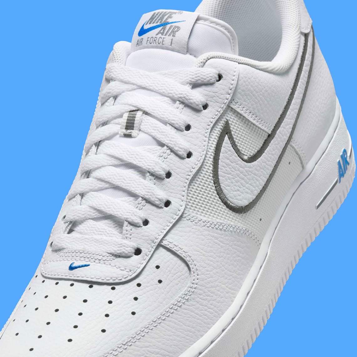 Men’s Nike Air Force 1 Low Sneakers- White/White Cool Grey Photo Blue IB7677-100 Nike Air Force 1 Low Men main image 3