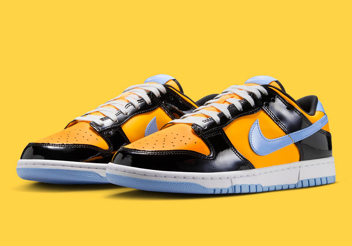 "Laser Orange" And Patent Leather Throws The Nike Dunk Low Back To The 2000s