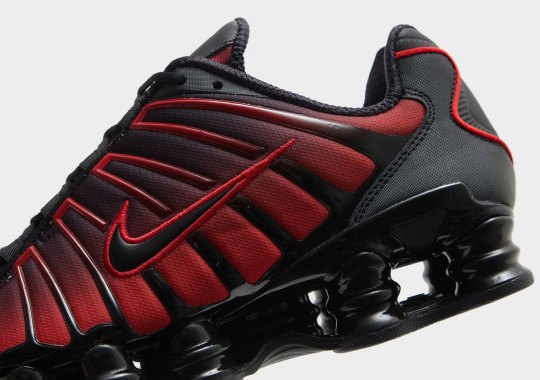 "University Red" Gradients Define This Imposing Nike Shox TL