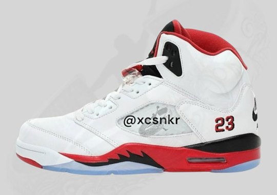 First Look At The Air Jordan 5 “Fire Red” With Black Tongue