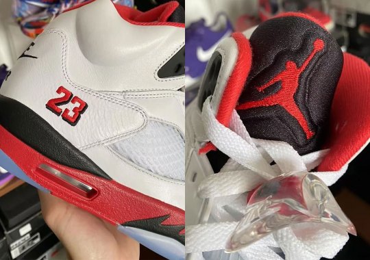 Detailed Look At The Air Jordan 5 “Fire Red” With Black Tongue