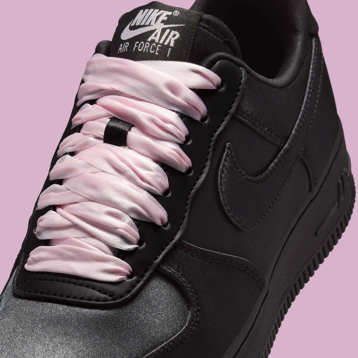 Nike Black Low-Top Sneaker with Pink Laces and Cream Tongue Nike adds a luxurious twist to the  main image 3