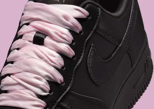 Black Satin And Pink Ribbon Laces Spice Up The Nike Air Force 1 Low