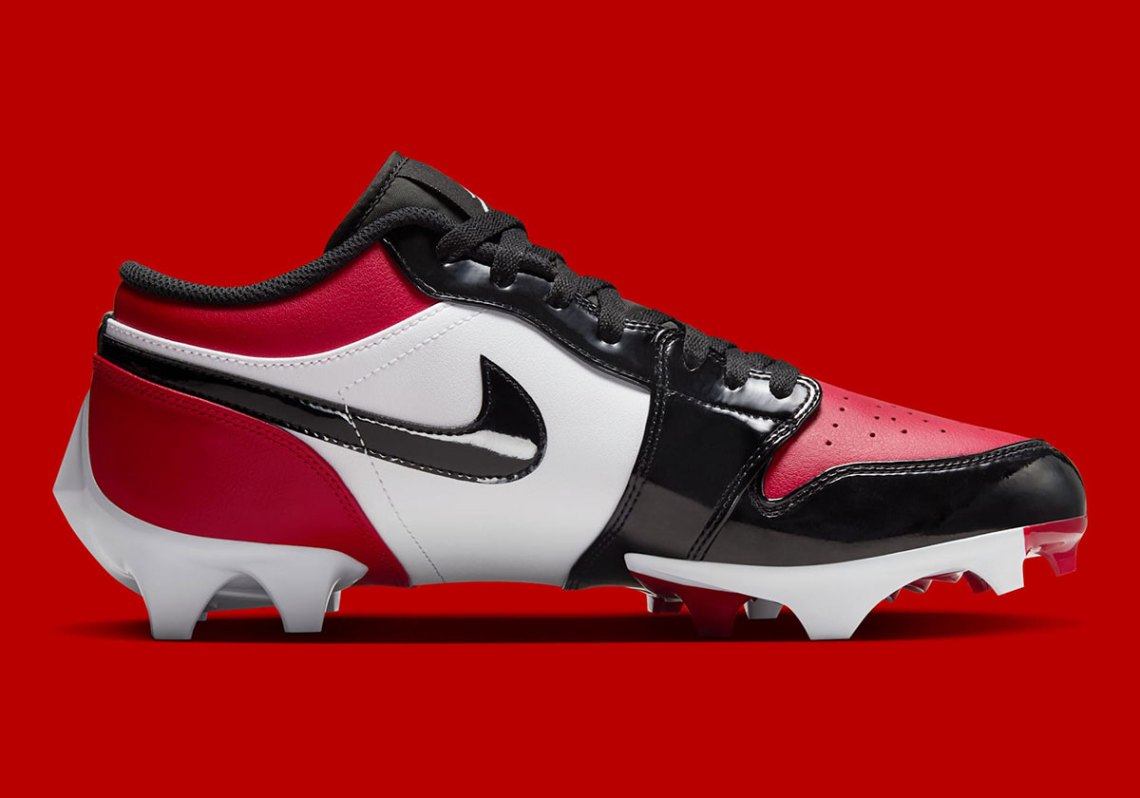 Size 9- Air Jordan 1 Low TD Football Cleats Patent Bred Toe (FJ6245-601) Size 9- Air Jordan 1 Low TD Football Cleats Patent Bred Toe  main image 3