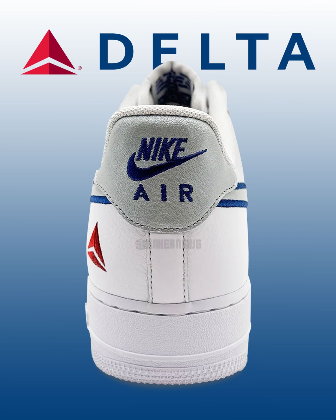 Nike and Delta airline Air White Sneakers with Blue and Red Details collab Delta Airlines Nike Air Force 1 | SneakerNews.com main image 3