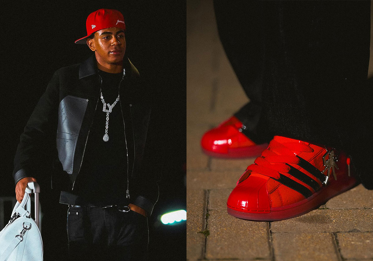 Lamine Yamal Debuts The Sp5der x adidas Superstar In Red/Black