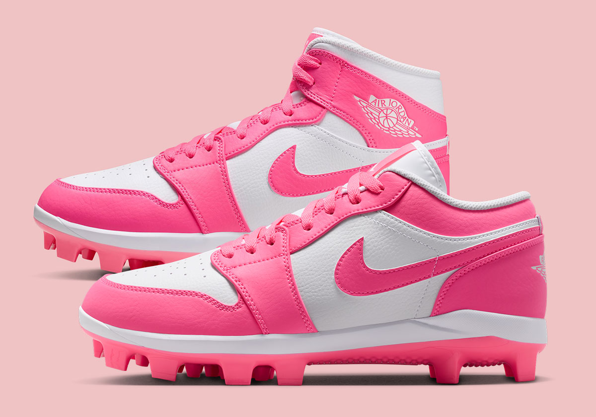 The "Digital Pink" Air Jordan 1 Baseball Cleats Drop January 1st
