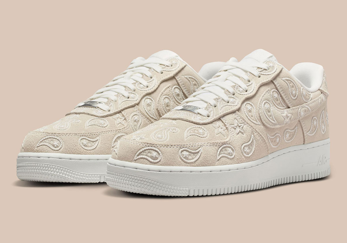 The Nike Air Force 1 Low Pairs Paisley Print And Suede Uppers