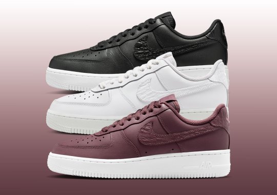 Nike Outfits Three Air Force 1 Low Colorways With A "Pebble Croc" Swoosh