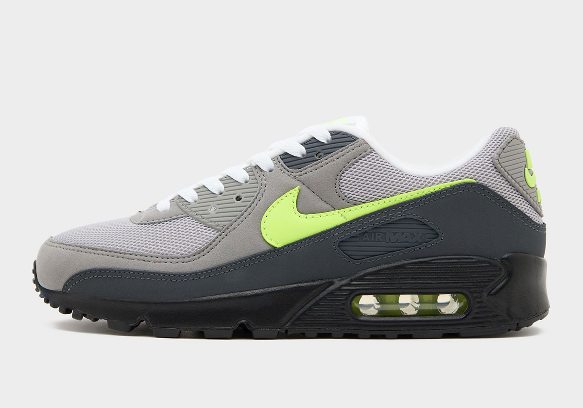 Nike Air Max 90 Black Neon Yellow Anthracite Light Charcoal Pearl Grey Iq0289 010 2