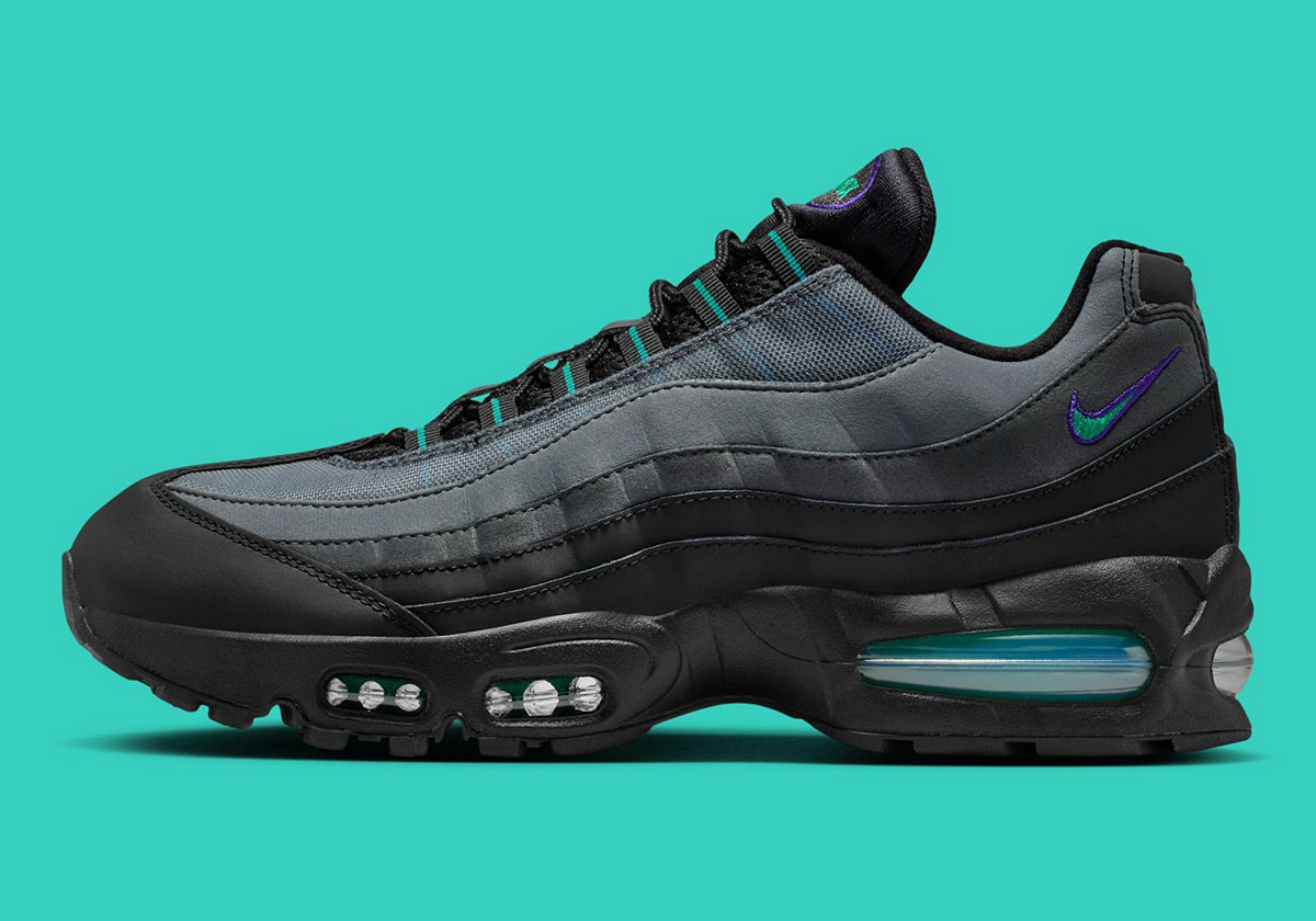 Кроссовки для бега Nike Air Max 95 Черные, серо-железные, фиолетовые, с пыльным Кактусом Iq7601 010 1