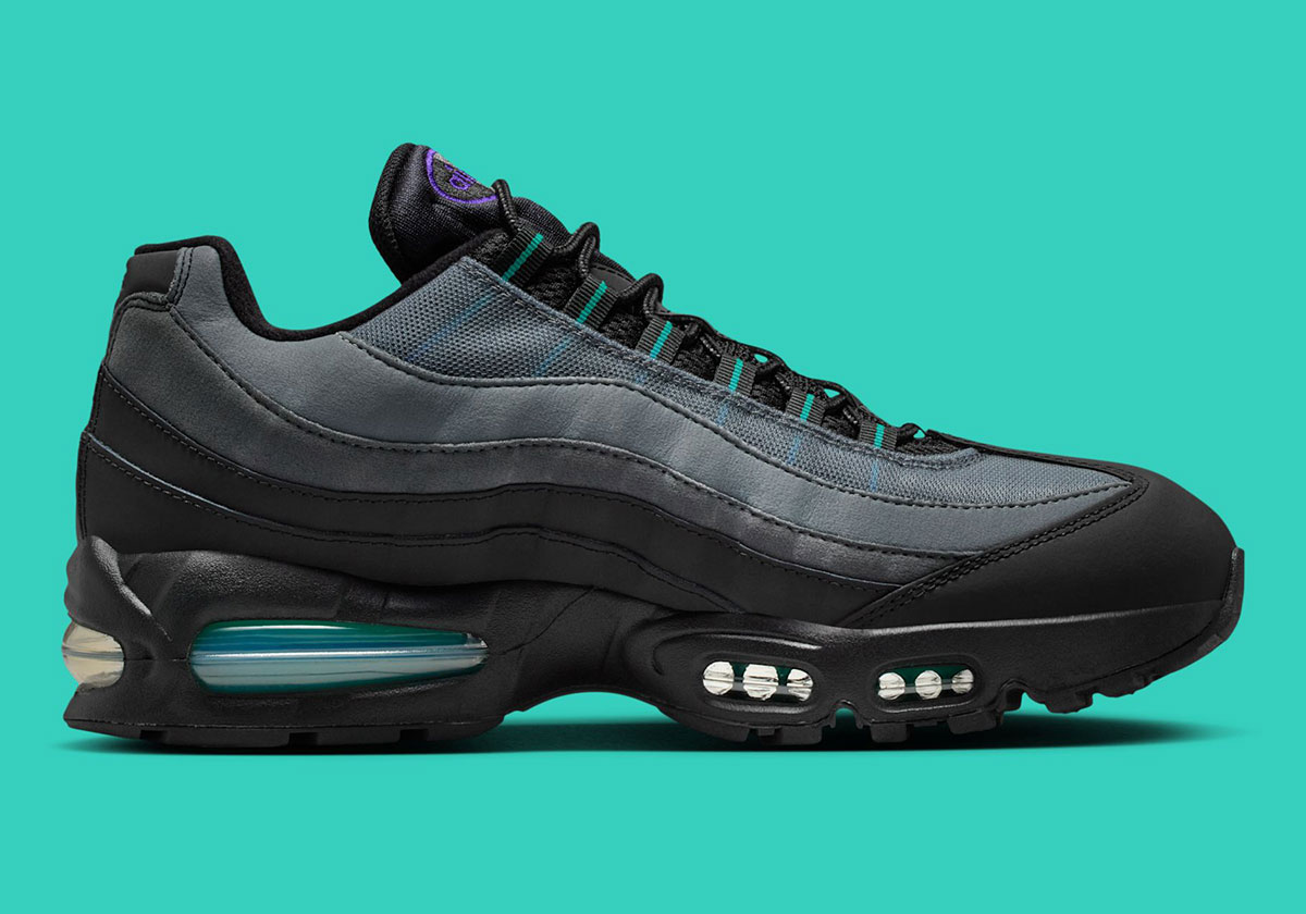Кроссовки для бега Nike Air Max 95 Черные, серо-железные, фиолетовые, с пыльным Кактусом Iq7601 010 3