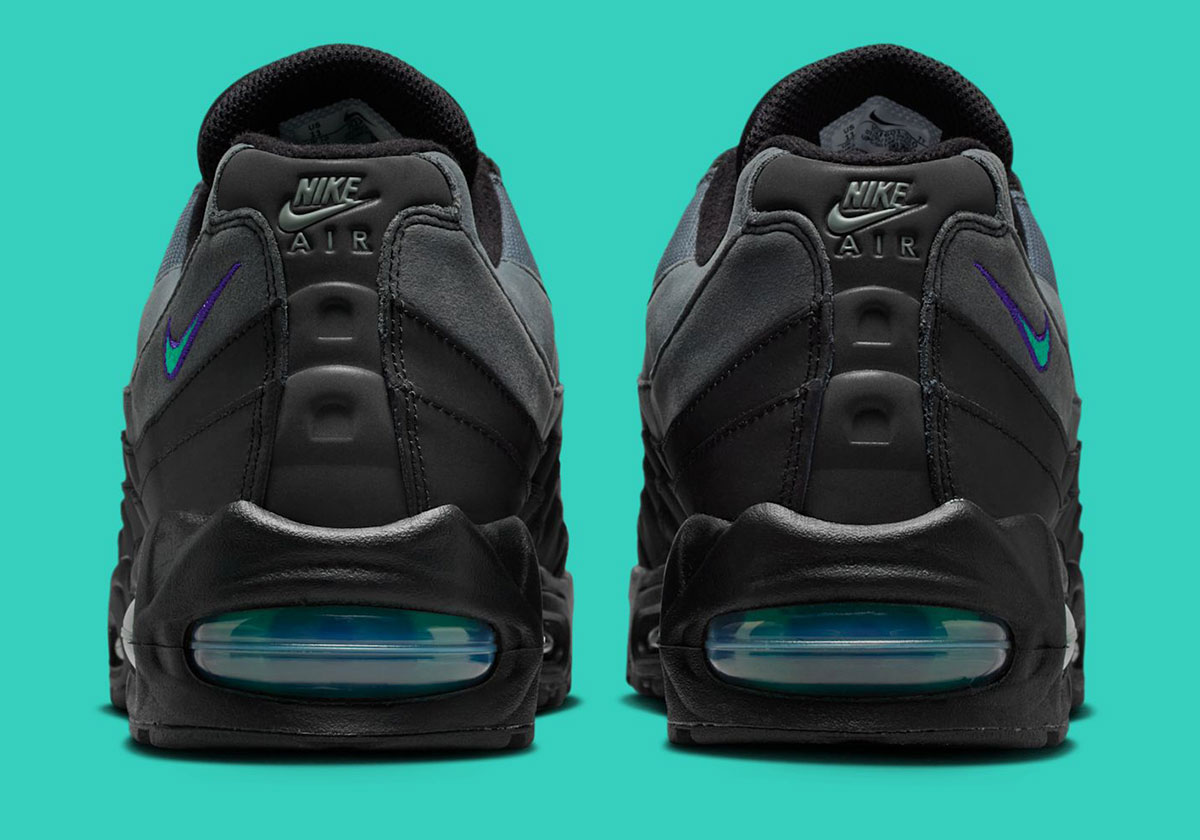 Кроссовки для бега Nike Air Max 95 Черные, серо-железные, фиолетовые, с пыльным Кактусом Iq7601 010 6