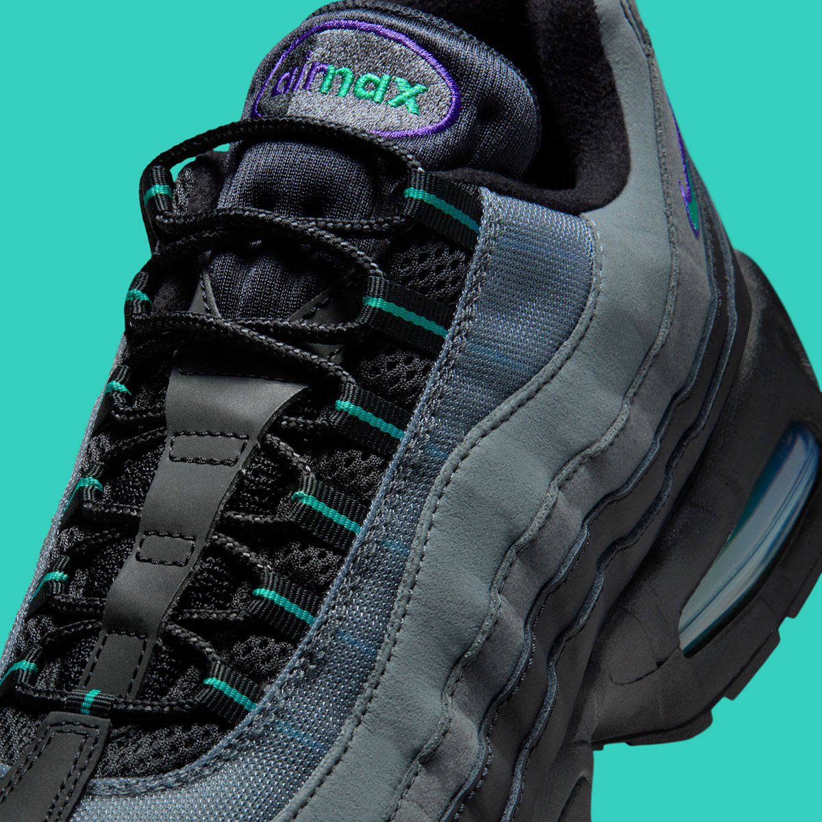 Кроссовки для бега Nike Air Max 95 Черные, серо-железные, фиолетовые, с пыльным Кактусом Iq7601 010 7