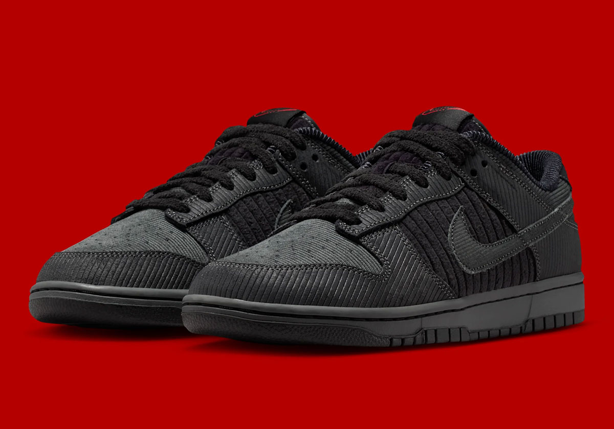 Black Corduroy Wraps The Nike Dunk Low