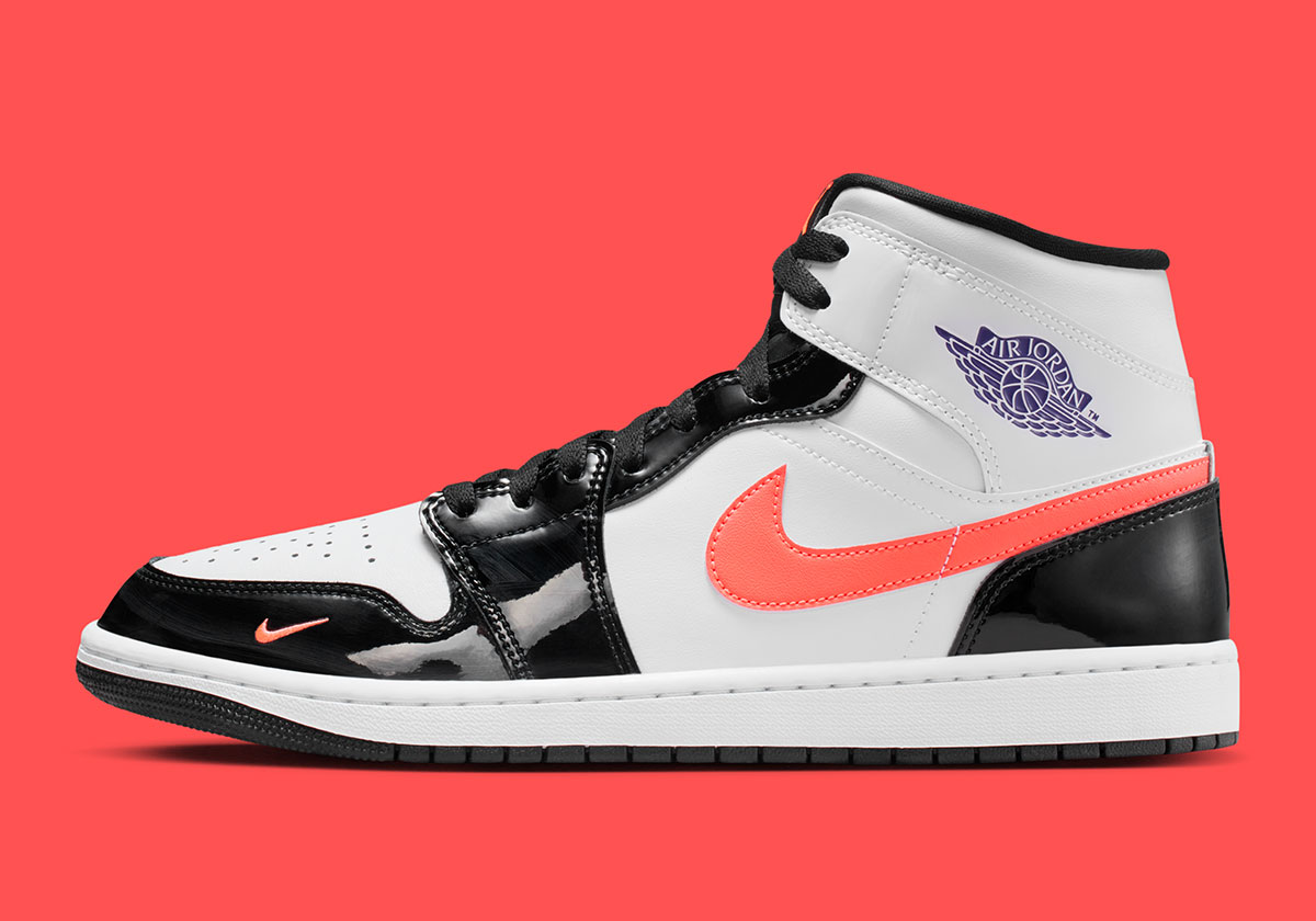 Air Jordan 1 Mid Black White Court Purple Bright Mango Iq9387 010 1