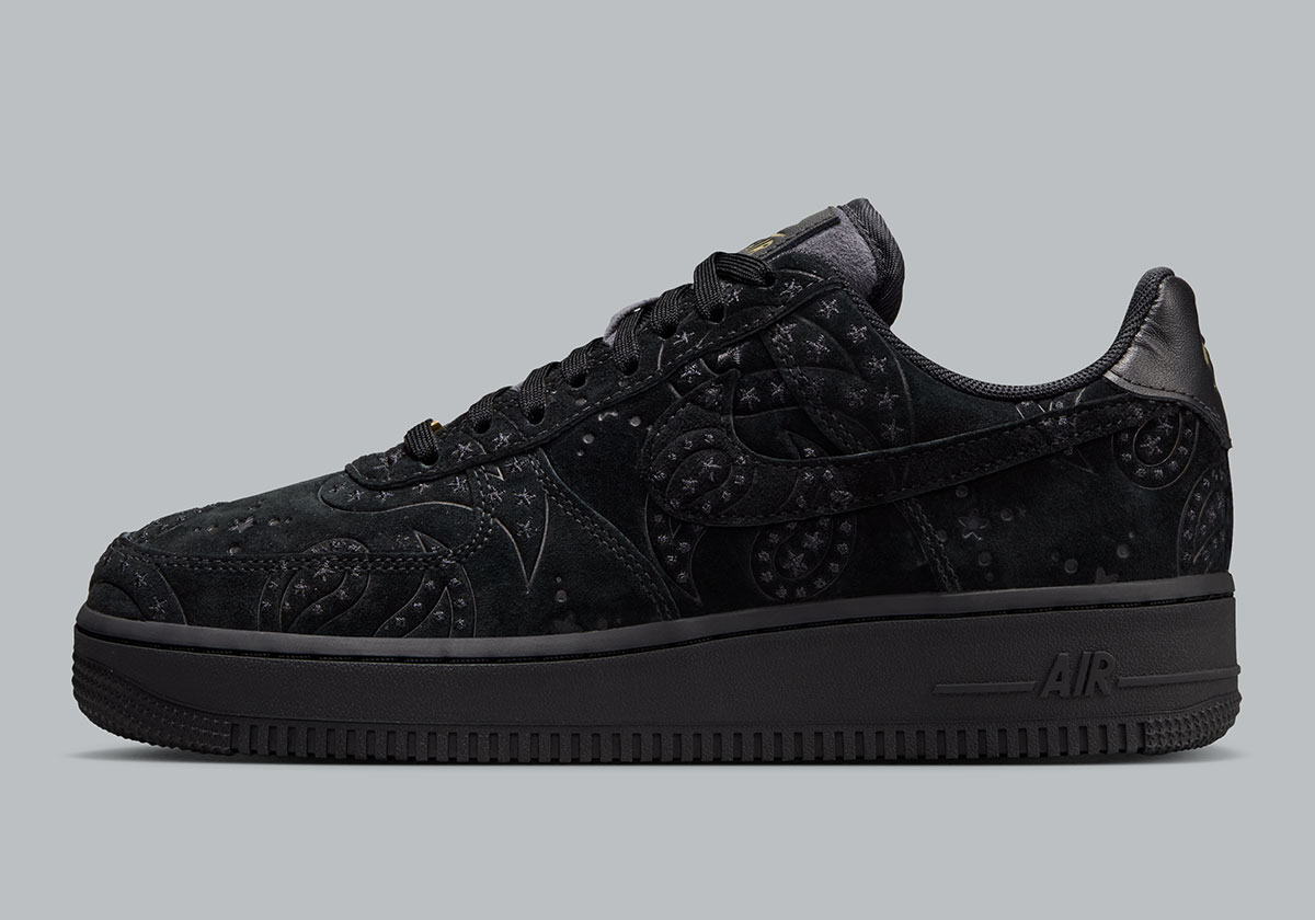 Nike Air Force 1 Low Paisley Suede Black Io1259 001 4