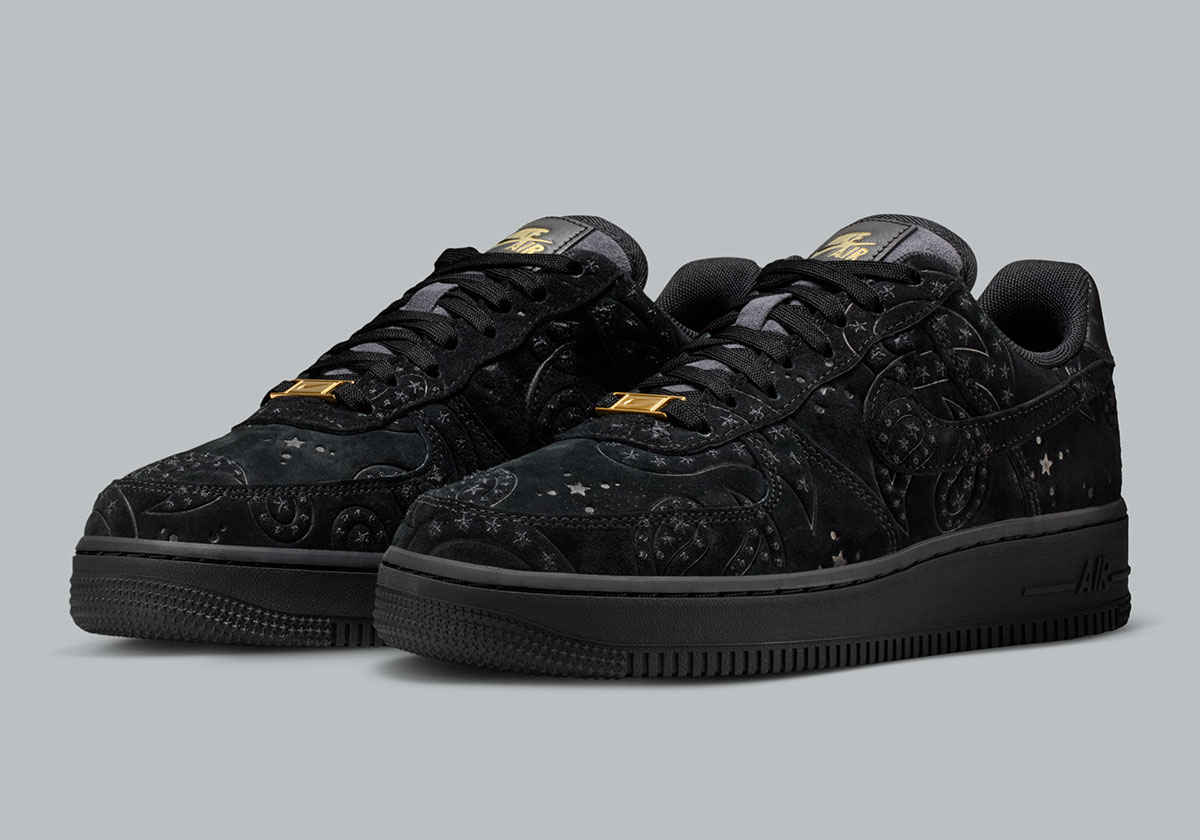 Nike Air Force 1 Low Paisley Suede Black Io1259 001 7