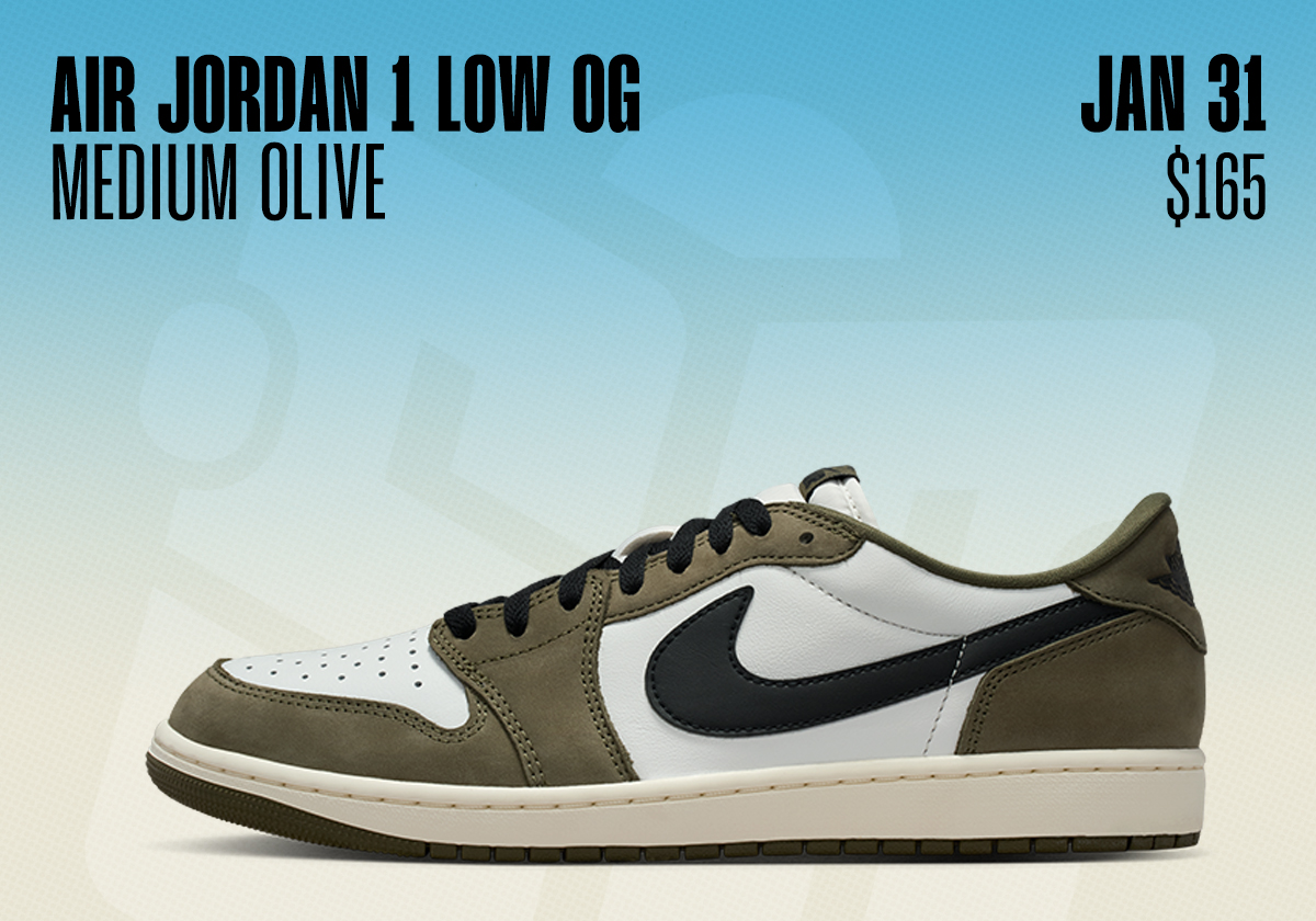 Sneaker Releases January 25 31 2026 Air Jordan 1 Low Medium Olive