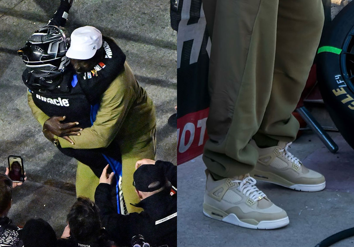 Michael Jordan Wears Air Jordan 4 "Marquette" PE At The Autotrader 400