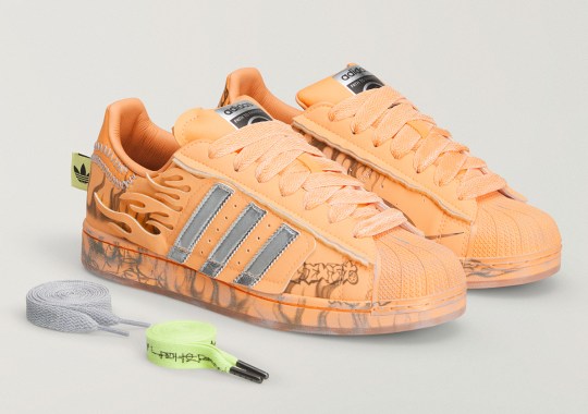 Official Images Of The Hellstar x adidas Superstar “Hazy Orange”