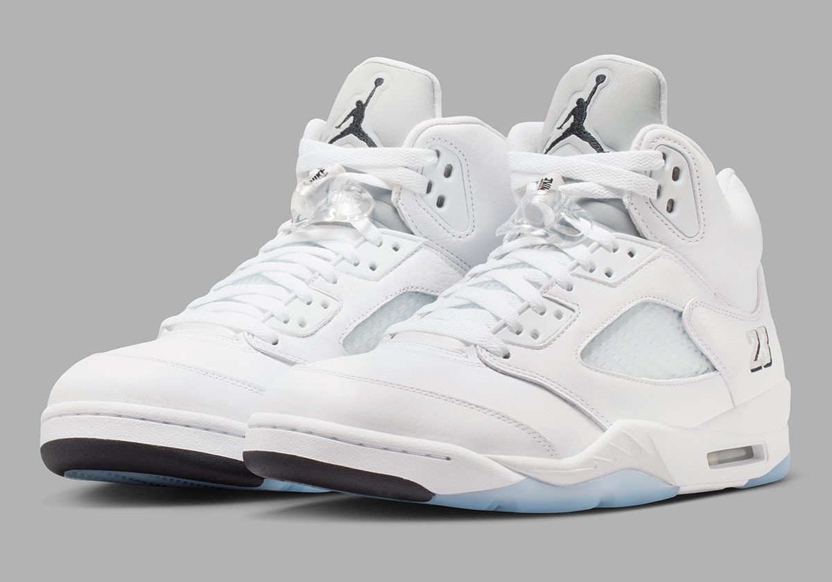 White Metallic Jordan 5s 5