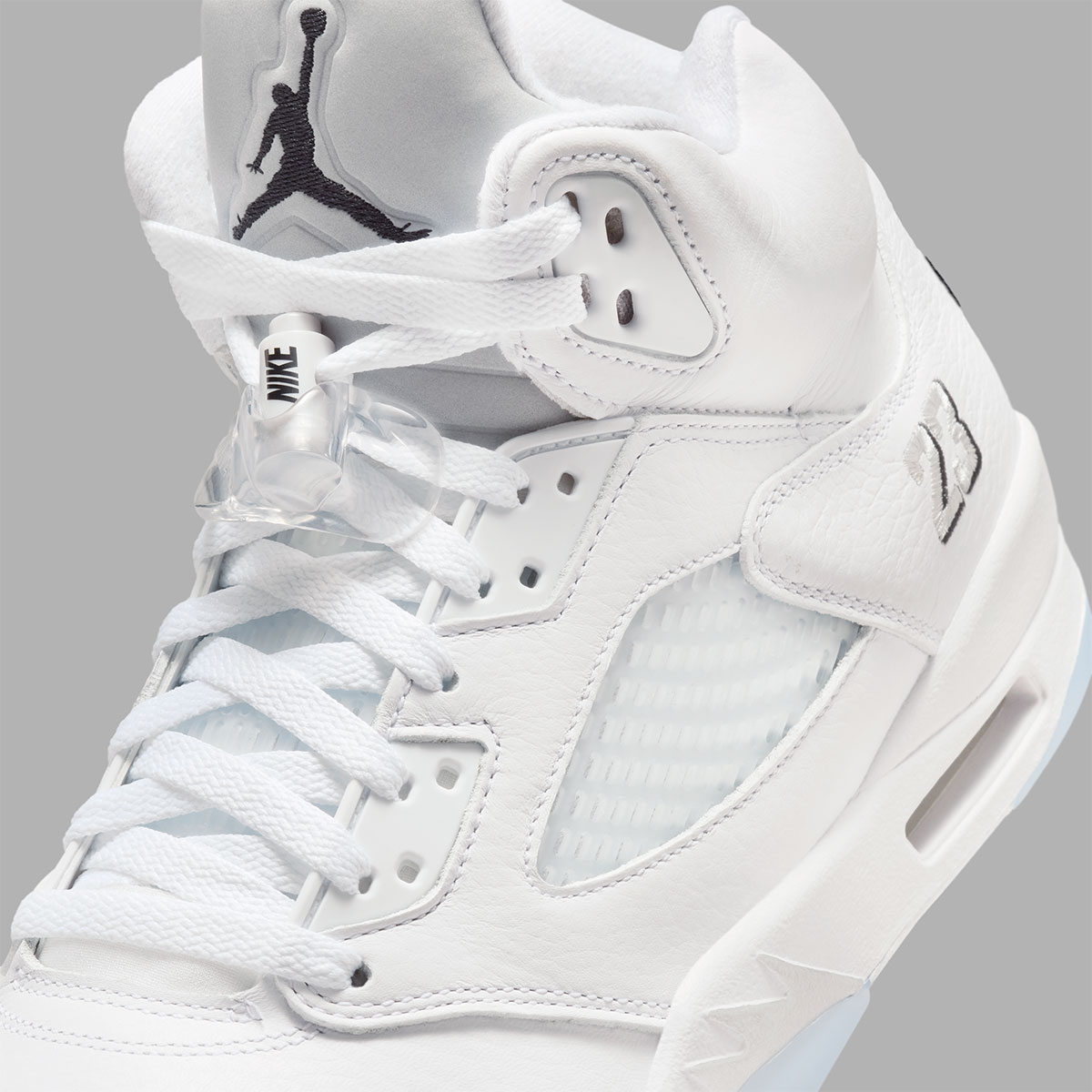 White Metallic Jordan 5s 7