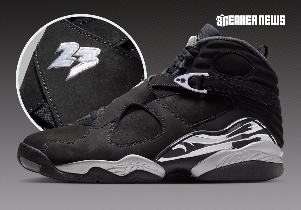 Official Images Of The Air Jordan 8 “Black/Chrome”