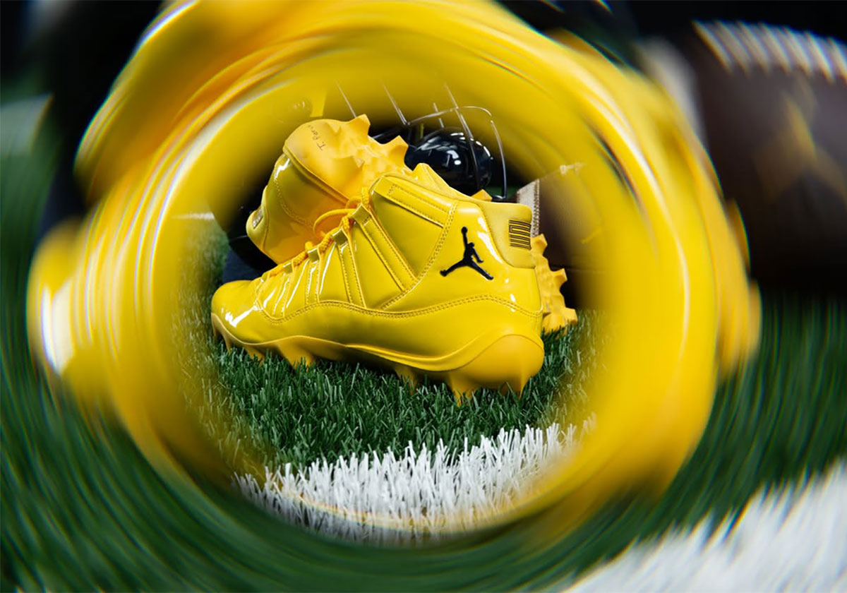 Michigan Douses Their PE Air Jordan 11 Cleats In "Maize"