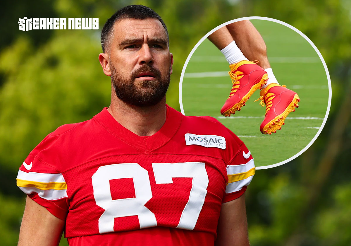 Travis Kelce Debuts Air Jordan 10 “Chiefs” PE Cleats At Training Camp